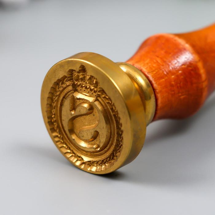 Печать для сургуча с деревянной ручкой Печать для сургуча с деревянной ручкой "Корона с буквой S" 9х2,5х2,5 см