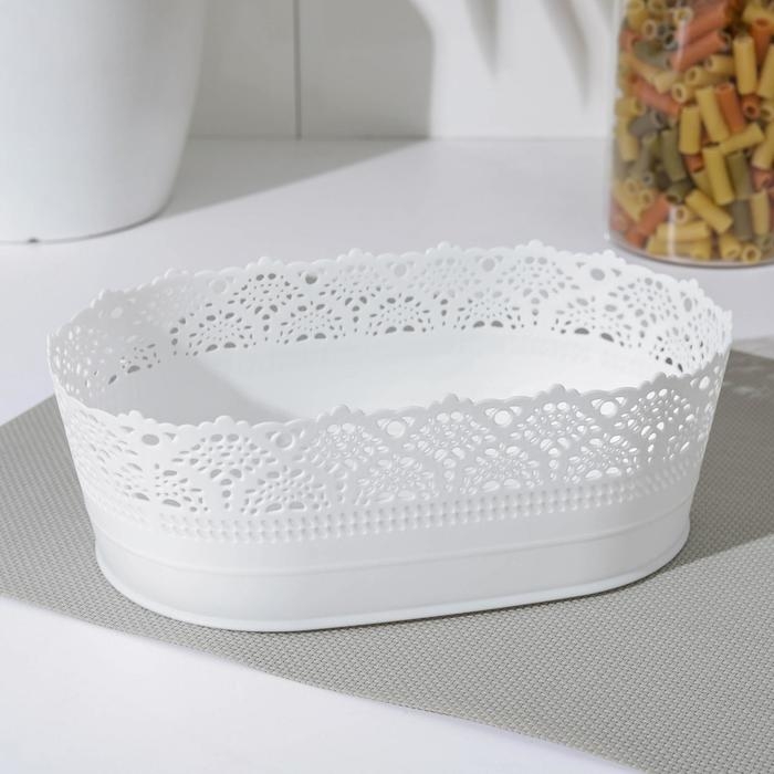 Ваза для хлеба и фруктов «Ажур», 14×22×8 см, цвет белый Ваза для хлеба и фруктов «Ажур», 14×22×8 см, цвет белый