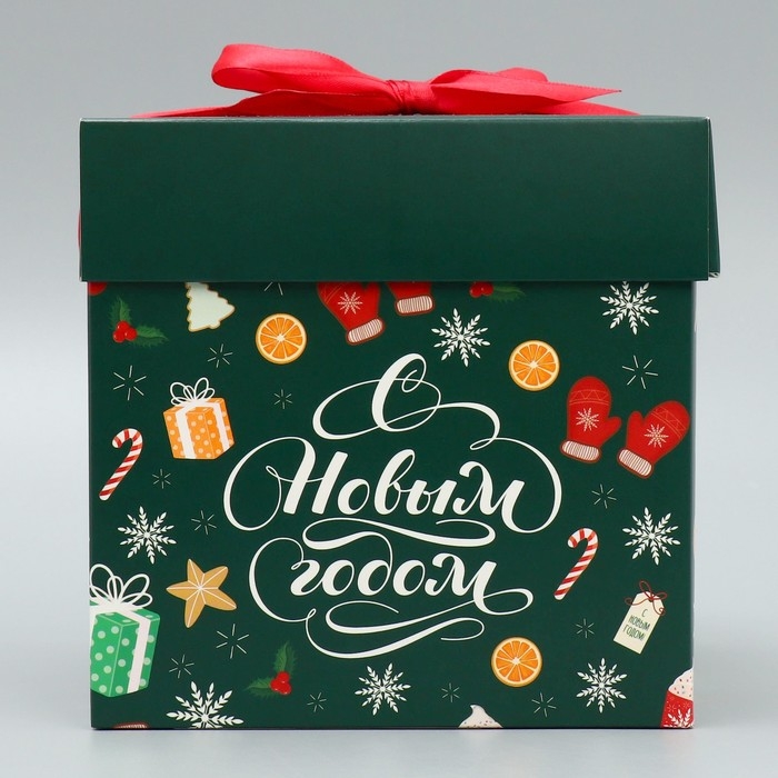 Коробка подарочная новогодняя складная &laquo;Новогодние сладости&raquo;, 15 х 15 х 15 см, Новый год