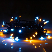 Гирлянда &laquo;Нить&raquo; 5 м, IP44, тёмная нить, 50 LED, свечение жёлтое/аквамарин, 2 режима, солнечная батарея