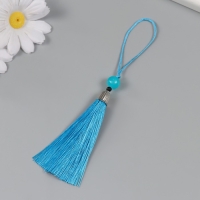 Декор для творчества текстиль "Кисть с бусинкой" ярко-синий набор 2 шт 10х1 см