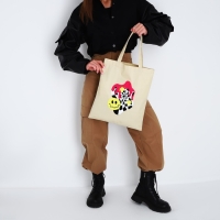 Шопер текстильный с вышивкой Smile , 40х35 см, бежевый цвет Шопер текстильный с вышивкой Smile , 40х35 см, бежевый цвет