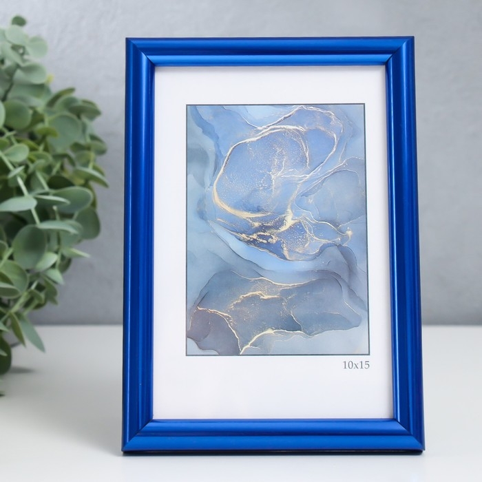 Фоторамка пластик Фоторамка пластик "Радуга" 10х15 см, синий металлик