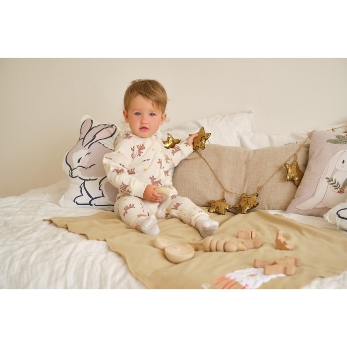 Комбинезон Крошка Я "Merry Xmas", рост 74-80 см, цвет бежевый