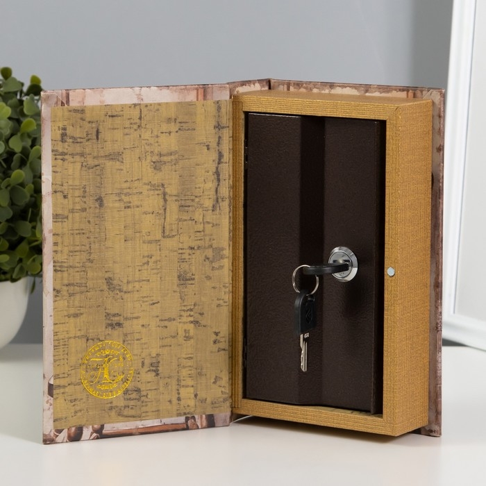 Сейф-книга дерево, кожзам "Стул с цыплятами на книгах" 21х13х5 см