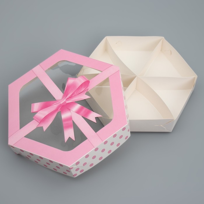 Коробка кондитерская складная, упаковка &laquo;Бант&raquo;, 23 х 23х 4 см