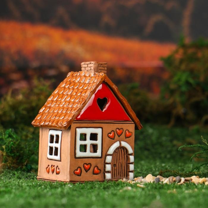 Аромалампа Домик &laquo;Сердечко&raquo;, 9 см, ручная работа, микс