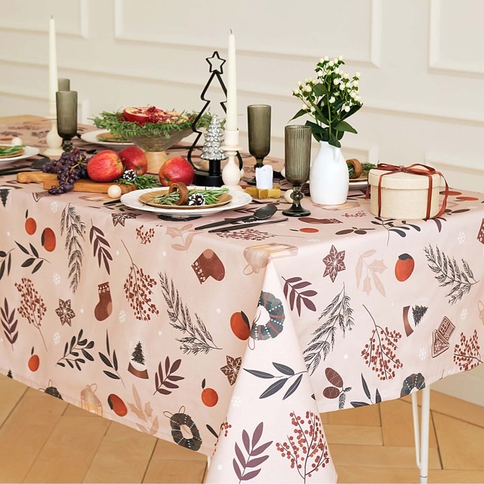 Скатерть Этель &laquo;Новогодние украшения&raquo;, 149х250 см, 100% хл, саржа 190 г/м2