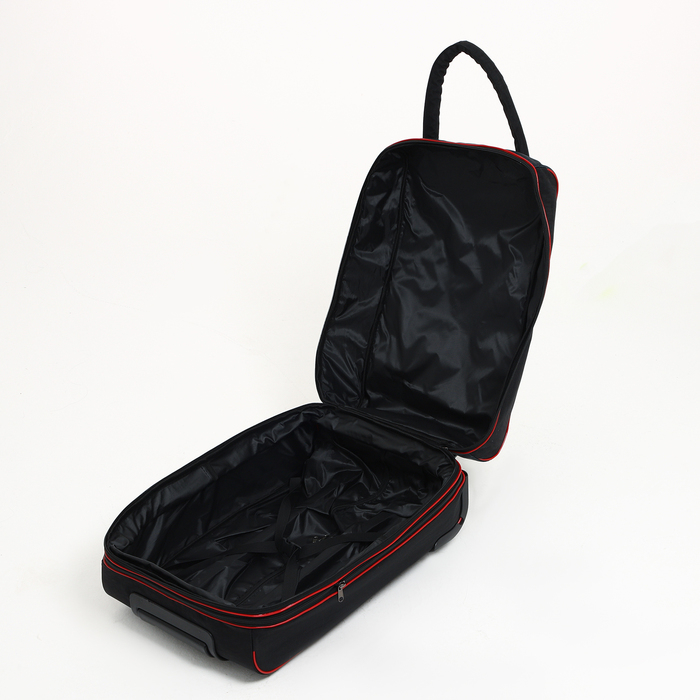 Чемодан малый 37 л (S) с сумкой, отдел на молнии, с расширением, цвет чёрный