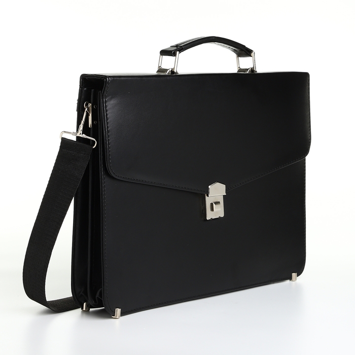 Сумка мужская деловая на клапане, цвет чёрный Сумка мужская деловая на клапане, цвет чёрный