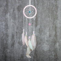 Ловец снов "Паутинка с пёрышками пастельных тонов" d=11,5 см длина 48 см Ловец снов "Паутинка с пёрышками пастельных тонов" d=11,5 см длина 48 см