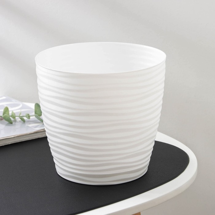 Горшок с поддоном &laquo;Дюна&raquo;, 3 л, цвет белый