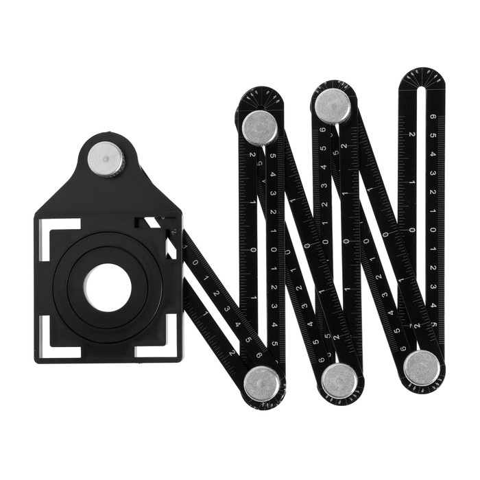 Складная линейка ТУНДРА, для позиционирования отверстий при сверлении, 6 углов, 25-45-60