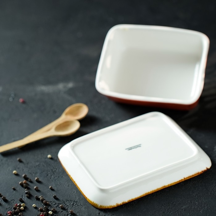 Маслёнка керамическая &laquo;Сапфир&raquo;, 16&times;12,5&times;7 см, цвет оранжевый