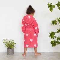 Халат махровый детский Крошка Я «Сердечки» размер 28, цвет розовый, 100% хлопок 360 г/м2 Халат махровый детский Крошка Я «Сердечки» размер 28, цвет розовый, 100% хлопок 360 г/м2