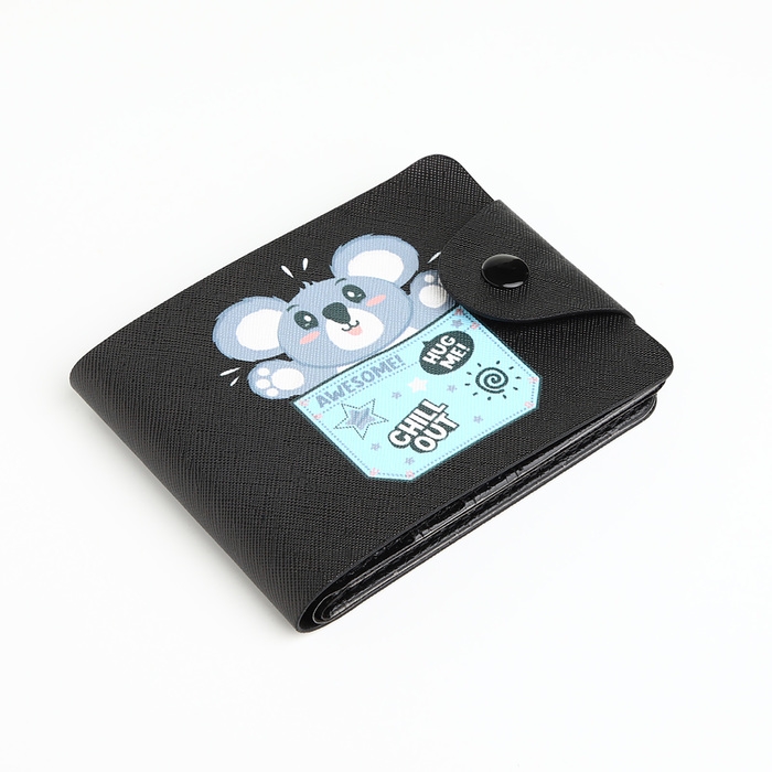 Кошелёк на кнопке, цвет чёрный