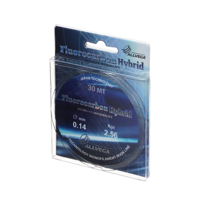 Леска монофильная ALLVEGA Fluorocarbon Hybrid, диаметр 0.14 мм, тест 2.56 кг, 30 м, флюорокарбон 65% Леска монофильная ALLVEGA Fluorocarbon Hybrid, диаметр 0.14 мм, тест 2.56 кг, 30 м, флюорокарбон 65%