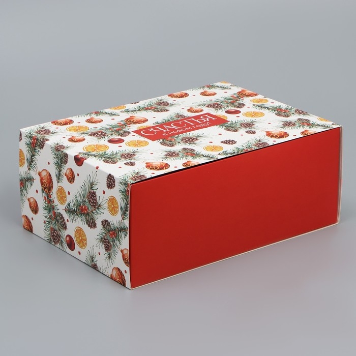 Коробка подарочная новогодняя складная &laquo;Счастья&raquo;, 25 х 18 х 10 см, Новый год