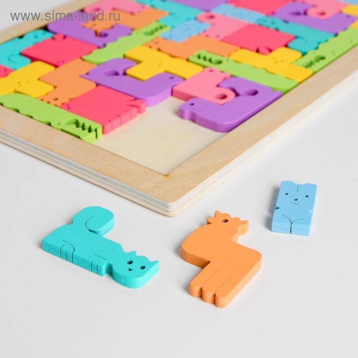 Головоломка &laquo;Тетрис с животными&raquo;, 40 фигур, 27&times;18&times;1 см