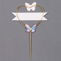 Топпер «С днём рождения», бабочки в сердце, цвет розовый Топпер «С днём рождения», бабочки в сердце, цвет розовый