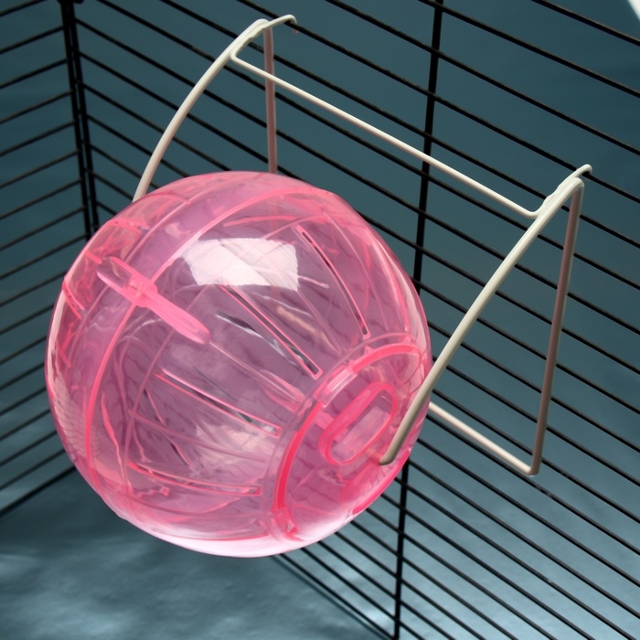 Шар для грызунов на металлическом основании, 12 см, розовый