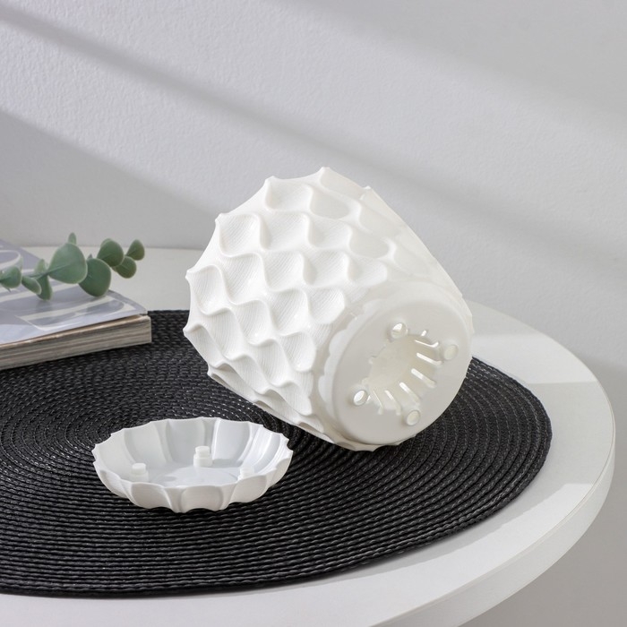 Горшок для цветов с поддоном &laquo;Wave&raquo;, 1,4 л, d=14,5 см, цвет белоснежный