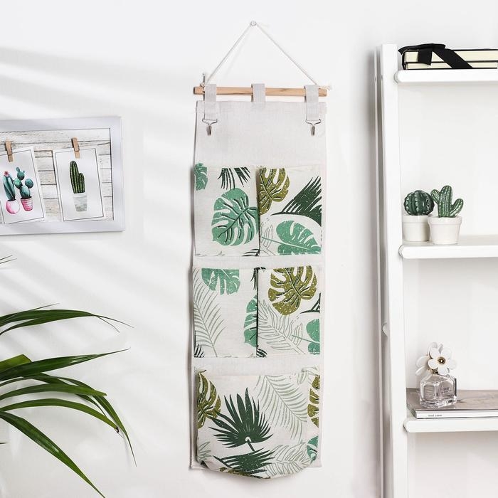 Органайзер подвесной с карманами Доляна &laquo;Тропиканка&raquo;, 5 отделений, 65&times;23 см