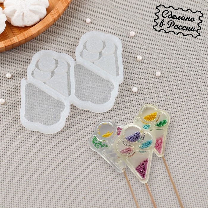 Силиконовый молд для леденцов и шоколада «Мороженое погремушка», 6×4 см, цвет прозрачный Силиконовый молд для леденцов и шоколада «Мороженое погремушка», 6×4 см, цвет прозрачный