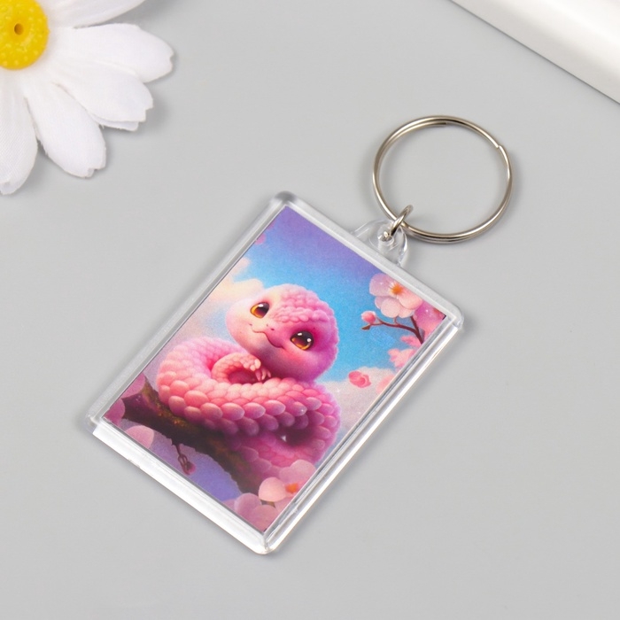 Новогодний брелок акрил Новогодний брелок акрил "Розовая змея" 3,5х5 см