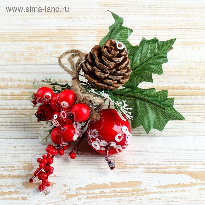 Декор "Зимняя магия" шишка яблочко ягодки 17 см