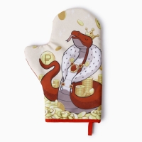 Новый год. Символ года 2025. Змея. Варежка-прихватка Доляна "Больших успехов" 20х28 см, 35% хл, 65% пэ, ватин 250 г/м2