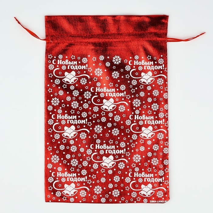 Мешочек подарочный парча &laquo;Снежинки&raquo;, красный, 20 х 30 см, Новый год