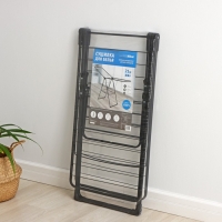 Сушилка для белья напольная двухуровневая, рабочая длина 21 м, цвет чёрный