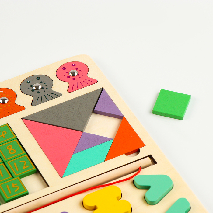 Развивающая игра 6 в 1 &laquo;Рыбалка+танграм+пятнашки+тетрис+фигуры+цифры&raquo; 30&times;45&times;0,8 см