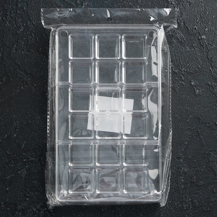 Форма для конфет и шоколада &laquo;Кубики&raquo;, 20&times;12&times;2,5 см, 18 ячеек 2,5&times;1 см, цвет прозрачный