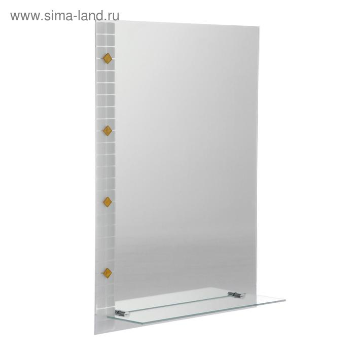 Зеркало &laquo;Ромб&raquo;, с пескоструйной графикой, настенное, с полочкой, 45&times;60 см