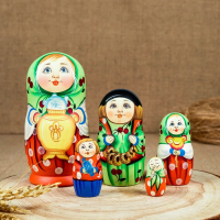 Матрёшка &laquo;Мордашка&raquo;, самовар, 5 кукольная, люкс