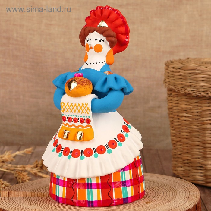 Дымковская игрушка "Барыня "Хлеб-соль", 15 см,  микс