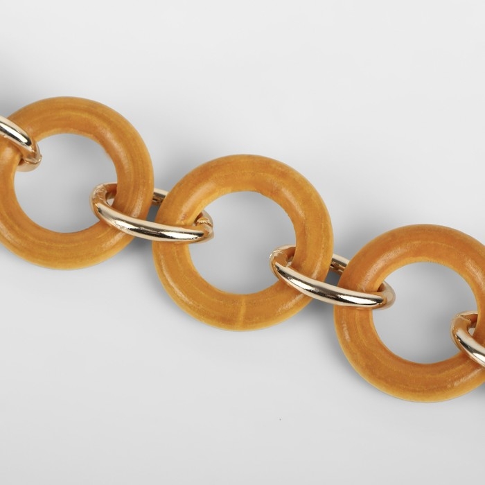 Цепочка для сумки, с карабинами, деревянная, d = 2,5/3 см, 60 см, цвет коричневый/золотой