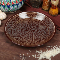 Ляган Риштанская Керамика "Узоры", 25 см, коричневый Ляган Риштанская Керамика "Узоры", 25 см, коричневый