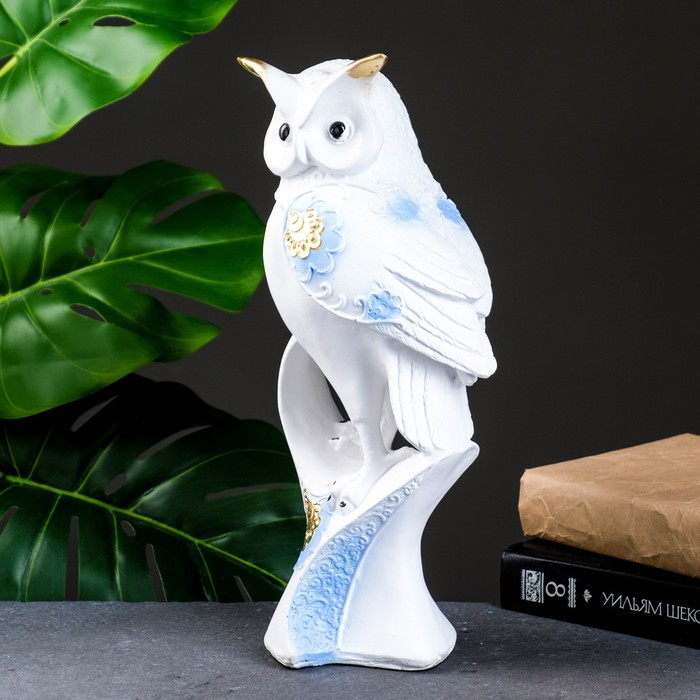 Фигура "Мудрый филин" гжель золото, 15х14х34см