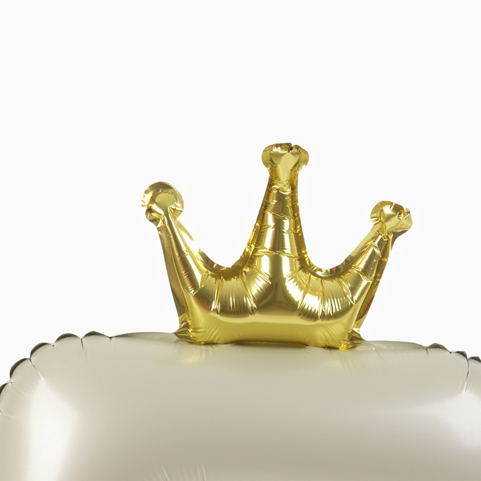 Шар фольгированный 42 Шар фольгированный 42" «Цифра 5 с короной» на подставке, цвет взбитые сливки