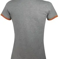 Рубашка поло женская Pasadena Women 200 с контрастной отделкой, серый меланж/оранжевый, размер XXL