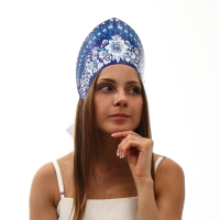 Кокошник «Голубые цветы на синем», бумага Кокошник «Голубые цветы на синем», бумага