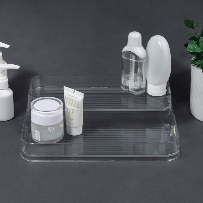 Органайзер для хранения, 2 секции, 26,5 &times; 20,5 &times; 6,6 см, цвет прозрачный