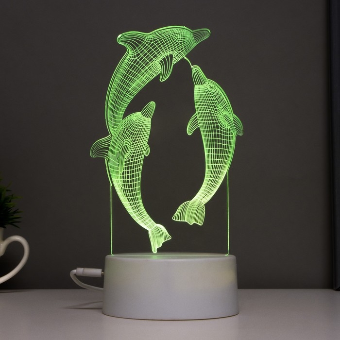 Светильник сенсорный "Дельфины" LED 7 цветов USB/от батареек белый RISALUX