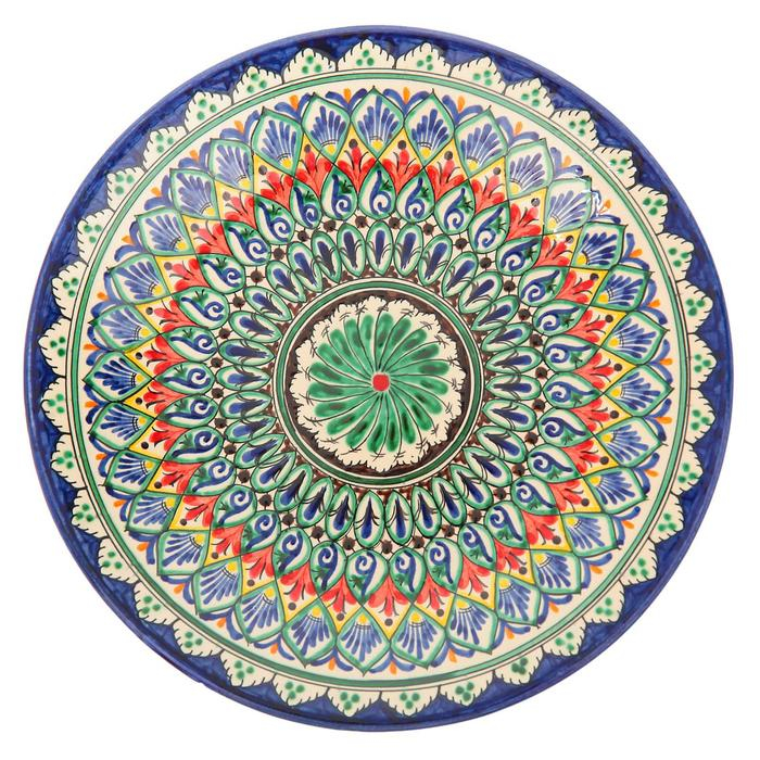 Тарелка Риштанская Керамика Тарелка Риштанская Керамика "Узоры", 27 см, синий