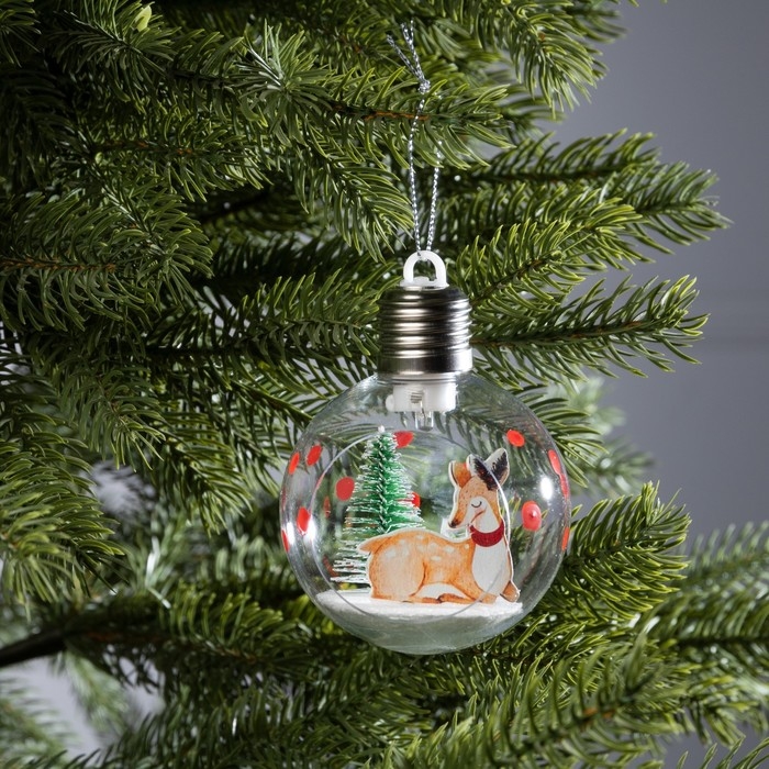 Ёлочный шар «Пятнистый оленёнок», батарейки, 1 LED, свечение тёплое белое Ёлочный шар «Пятнистый оленёнок», батарейки, 1 LED, свечение тёплое белое