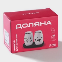 Набор для специй Доляна &laquo;Уютные коты&raquo;, 3 предмета: солонка 80 мл, перечница 80 мл, подставка