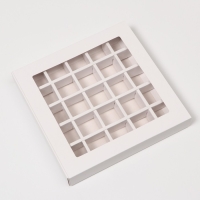 Коробка для 25 конфет, белая, 22 х 22 х 3,5 см. Кондитерская упаковка Коробка для 25 конфет, белая, 22 х 22 х 3,5 см. Кондитерская упаковка